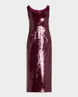 Roland Mouret Crystal Colorblock Capelet Midi Dress | Neiman Marcus