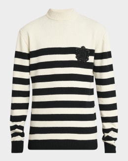 Balmain Men's Monogram Knit Mock Neck Sweater | Neiman Marcus