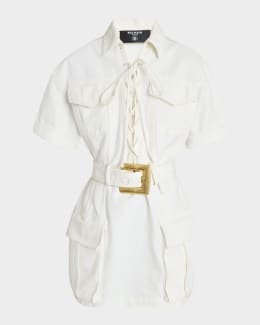 ALAIA  シャツドレス ALAIA Maxi Button-Front Shirtdress with Leather Belt