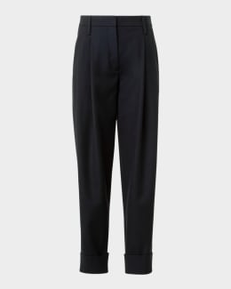 Akris punto Marlon Cropped Pants in Signature Laser-Cut Crepe