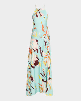 Liv Foster Reese Beaded Floral-Embroidered Maxi Dress | Neiman Marcus