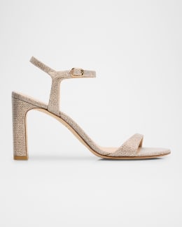 Stuart Weitzman Nudist Metallic Ankle-Wrap Sandals | Neiman