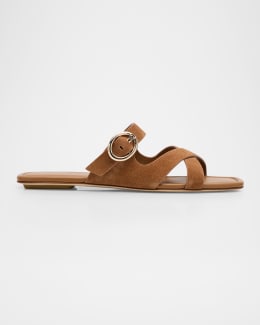 Stuart Weitzman Meadow Flower Leather Slides | Neiman Marcus