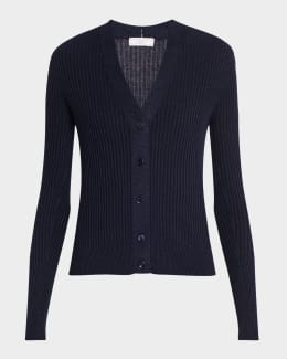 Peserico Chain-Trim Stripe Knit Cardigan | Neiman Marcus