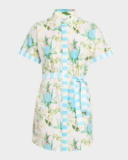 【海外限定】REISSワンピース☆Camelia Linen Blend Printed Shi Reiss Linen Blend Printed Shirt Dress in Brown/Ivory | REISS
