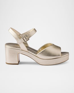 Prada Nappa Triangle Peep-Toe Platform Sandals | Neiman Marcus