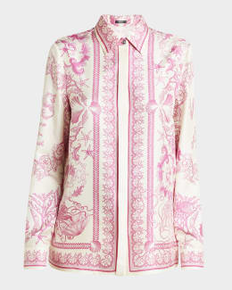 Versace Strawberry Garden Silk Twill Informal Shirt | Neiman