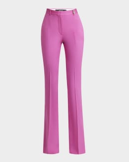 【Proenza Schouler】baby-pink wide pant Proenza Schouler Marlene Tropical Wool Kick-Flare Pants
