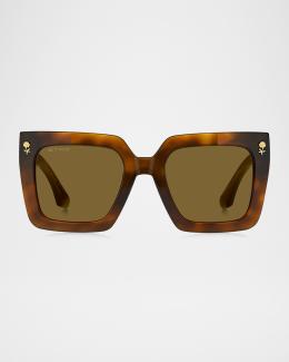 Etro Logo Mixed-Media Square Sunglasses | Neiman Marcus display picture 1