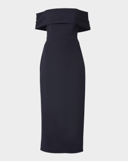 Shoshanna Vivienne Scalloped Floral Lace Midi Dress | Neiman Marcus