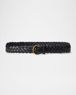 Ralph Lauren Women’s Black Braided Rivet Accent Belt Brass Antique Tone Buckle M Lauren Ralph Lauren Womens Brown Leather Braided Skinny Belt  main image 4