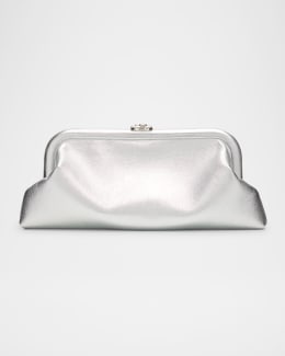 Jimmy Choo Skylar Frame Metallic Leather Clutch Bag | Neiman