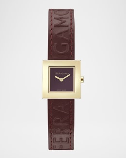 FENDI 時計 ブラウンレザー Fendi Square Face Leather Strap Watch | Neiman Marcus