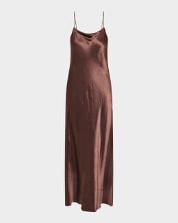 Ann Embroidered Satin Slip Dress | Neiman Marcus