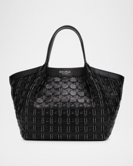 【送料 関税込】STAUD Squillo レザートリム トートバッグ STAUD Squillo Raffia & Leather Tote Bag | Neiman Marcus
