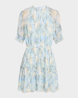 Merlette Soliman Tiered Long-Sleeve Mini Dress | Neiman Marcus Merlette Soliman Tiered Long-Sleeve Mini Dress | Neiman Marcus