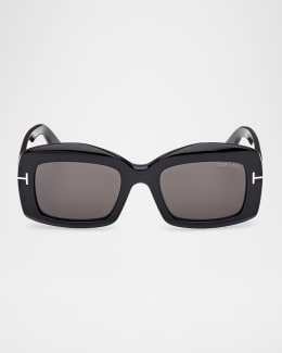 ALAIA アライア 矩形フレム サンクラス AA0081S0 003 ALAIA AA0081S Rectangle Acetate Sunglasses | Neiman Marcus