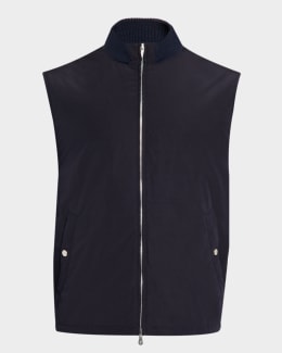 Brunello Cucinelli Men's Snap-Front Quilted Down Vest