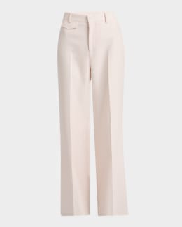 THE ROW Caledon Pleated Wide Leg Wool Silk Pants | Neiman Marcus