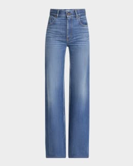 Versace Mid-Rise Stone Wash Denim Wide-Leg Pants | Neiman Marcus