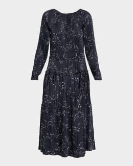 Balmain Belted Pocket Detail V-Neck Denim Midi Dress | Neiman Marcus