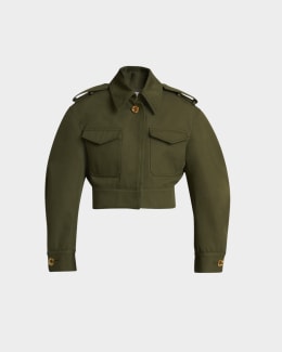 Givenchy Zipped Double Shawl-Collar Crop Bomber | Neiman Marcus