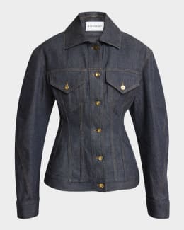Isabel Marant Pimia Faux-Fur Lined Denim Jacket | Neiman Marcus