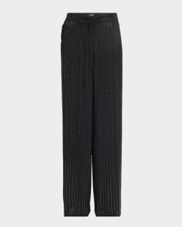 【送料&関税込】Saint Laurent Wrap Straight Trousers Saint Laurent High-Rise Belted Straight-Leg Satin Cargo