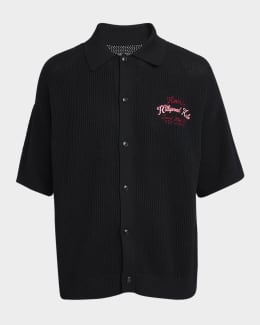 Amiri Men's Club Amiri Crochet Short-Sleeve Shirt | Neiman Marcus