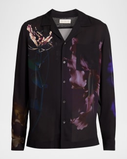 Dries Van Noten Men's Croom Wool Floral Embroidered Sport Shirt