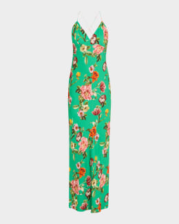 Alice + Olivia Tara Floral Cascading Ruffle Midi Dress