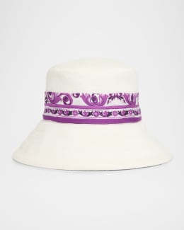 Jacquemus La Chapeau Vela Striped Raffia Bucket Hat | Neiman