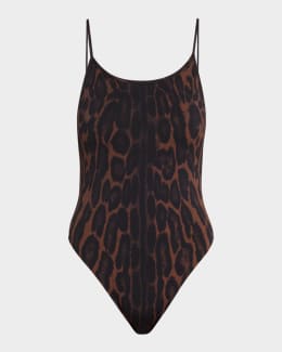 TOM FORD Leopard-Print Chain Halter One-Piece Swimsuit