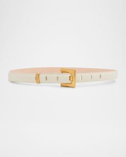 Balmain Beige Leather Belt with Gold Accent Collection Of Designer Wallets For Women | BALMAIN main image 2
