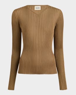 Giorgio Armani Wave-Print Long-Sleeve Metallic Silk Jersey