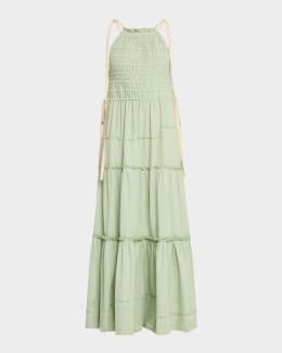 Ganni Tiger-Print Ruched Jersey Maxi Dress | Neiman Marcus