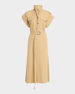 proenza schouler beige wrap dress Proenza Schouler Women's Ciara Poplin Midi-Dress - Khaki main image 1