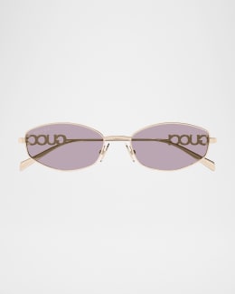 Gucci Rimless Metal Oval Sunglasses with Faux Pearls