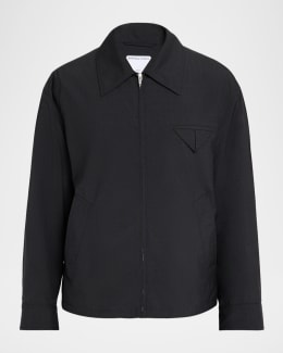 Jil Sander Men's Boxy Nylon Zip Jacket | Neiman Marcus