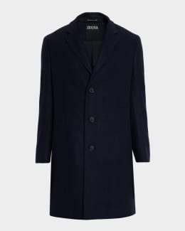 Theory Men's Belvin Melton-Textured Wool-Blend Coat | Neiman Marcus