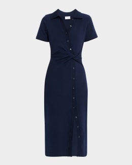 ◆SIMKHAI◆Talita Drape-Front Midi Dress◆ Talita Draped Front Midi Dress | Jonathan Simkhai