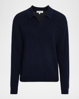 トップス PRADA long sleeve knit polo shirts navy Prada Silk Knit