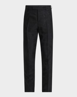 Moncler Men's Matte Black Belted Twill Trousers | Neiman Marcus