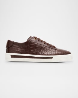 Santoni Men's DBS Leather Low-Top Sneakers | Neiman Marcus