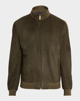 dunhill Men's Harrington Full-Zip Leather Jacket | Neiman Marcus