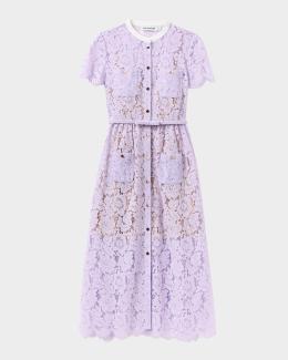 chinese dress ladies Blue Fine Lace Midi Dress – self-portrait-US main image 0