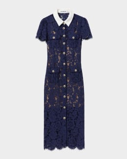 SALE !! SELF-PORTRAIT >> 3Ｄフローラルメッシュミディドレス Self-Portrait 3D Floral Embellished Mini Dress | Neiman Marcus