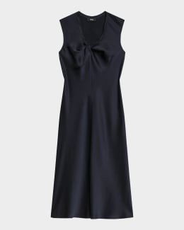 Theory Good Linen Short-Sleeve Button-Front Midi Shirt Dress | Neiman Marcus