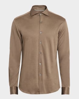 Canali Men's Cotton Micro-Check Dress Shirt | Neiman Marcus