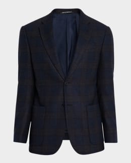 Giorgio Armani Men's Micro-Chevron Cupro and Viscose Collarless